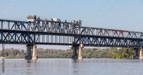 Danube Bridge or the Friendship Bridge. Steel truss bridge