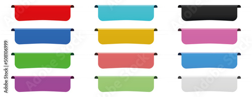 vector illustration of multi colored label banners on white background 