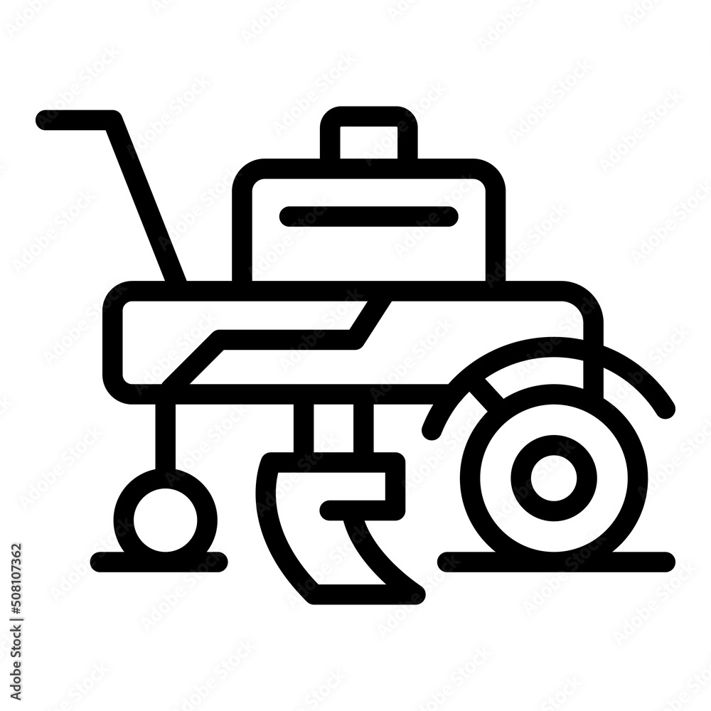 Old cultivator icon outline vector. Farm machine. Mower grass Old cultivator icon outline vector. Farm machine. Mower grass