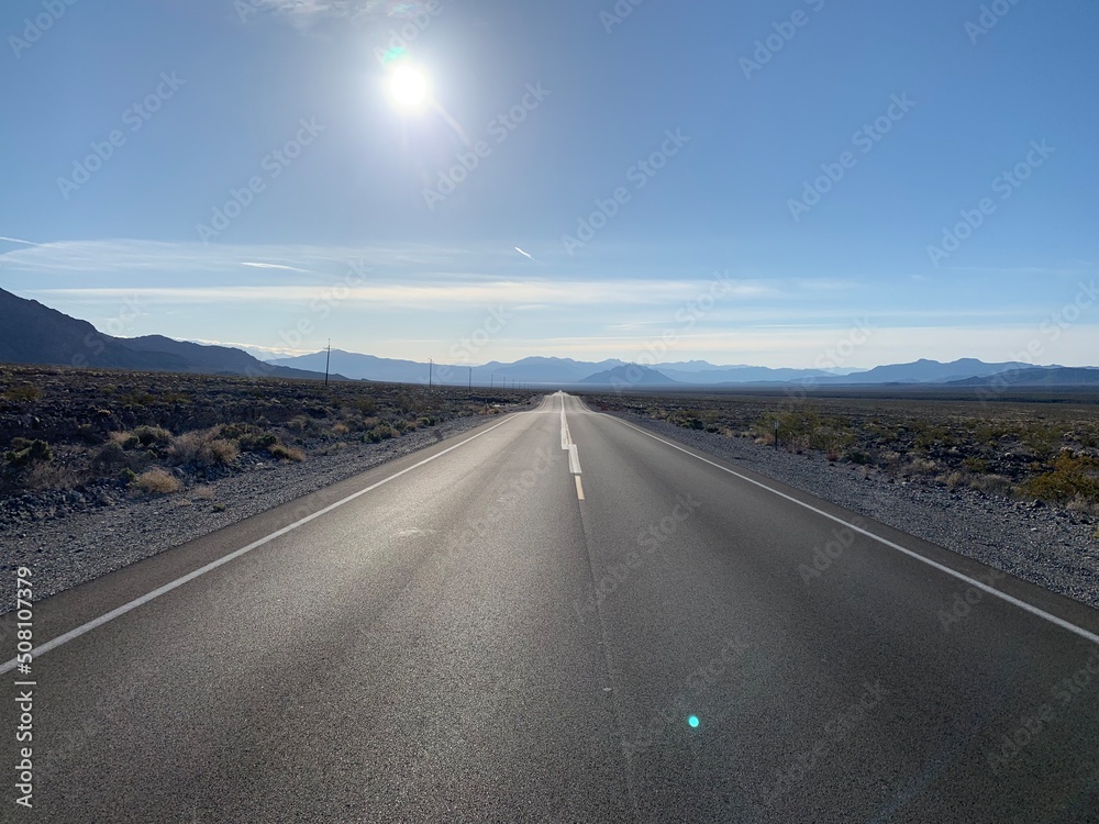 road in the desert valley of death