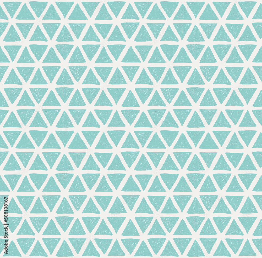 Seamless pattern of drawn turquoise triangles on a light background. For fabric, sketchbook, wallpaper, wrapping paper. Seamless pattern of drawn turquoise triangles on a light background. For fabric, sketchbook, wallpaper, wrapping paper.
