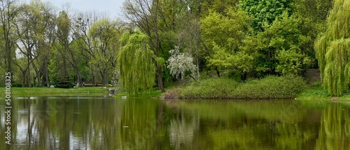 PARK MIEJSKI W CENTRUM MIASTA. PARK MIEJSKI W OKRESIE WCZESNEJ WIOSNY.