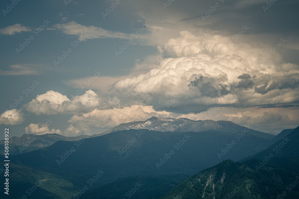 cumulonimbus cloud over the Pyrenees mountain cumulonimbus cloud over the Pyrenees mountain