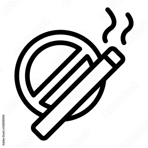 No smoking icon outline vector. Cigarette tobacco. Smoker vipe