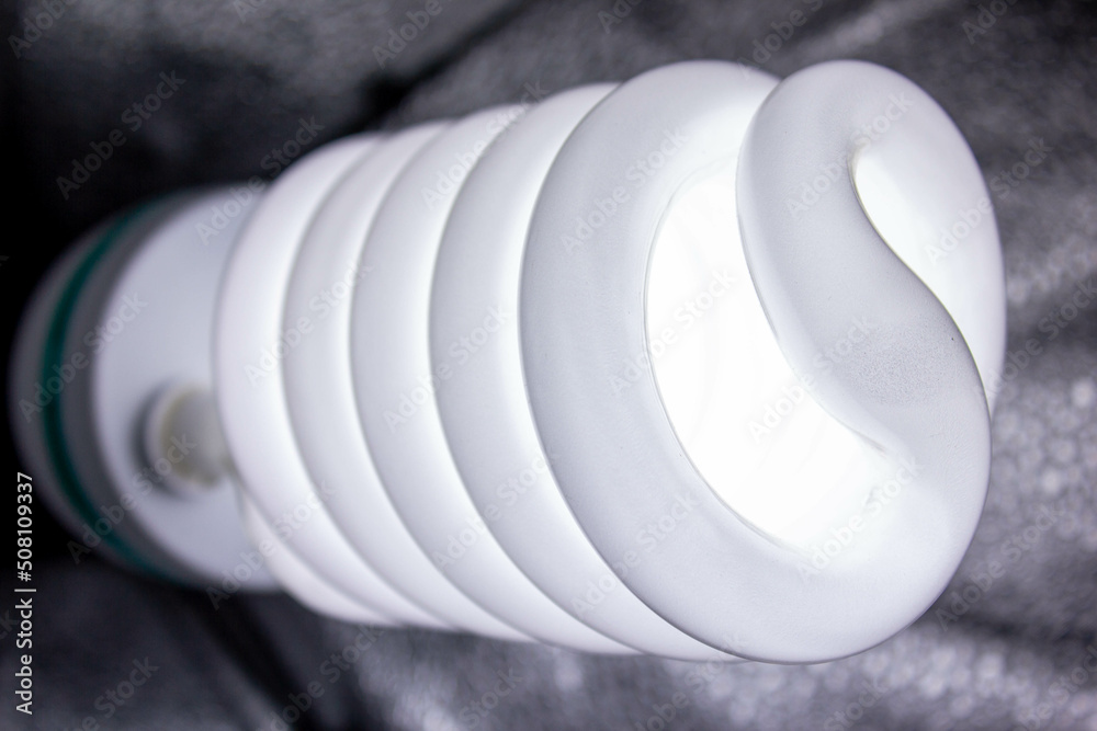 LED light bulb close-up. LED lamp on photo lighting. LED light bulb close-up. LED lamp on photo lighting.