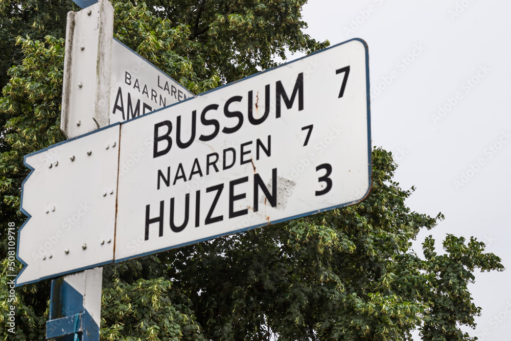 Signposting to various villages and towns in the Gooi in the Netherlands.