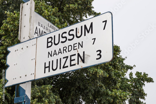 Signposting to various villages and towns in the Gooi in the Netherlands. photo