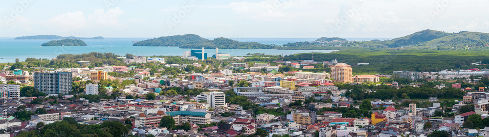 Panoramic view of Phuket town, Phuket, Thailand.