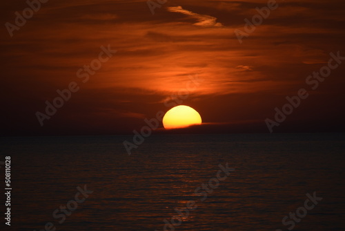 Beautiful sunset in Acharavi beach, Corfu,Greece © ernestos