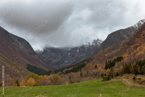An empty and lonely scene in Urkedalen, Møre og Romsdal, Norway: Autumn in the Sunnmøre Alps photo