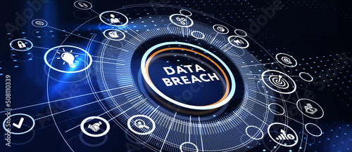 Business, Technology, Internet and network concept. the word: Data breach 3d illustration photo