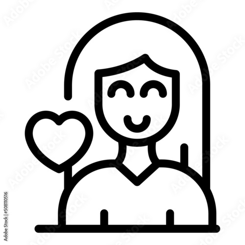 Happy woman icon outline vector. Mind health. Mental calm