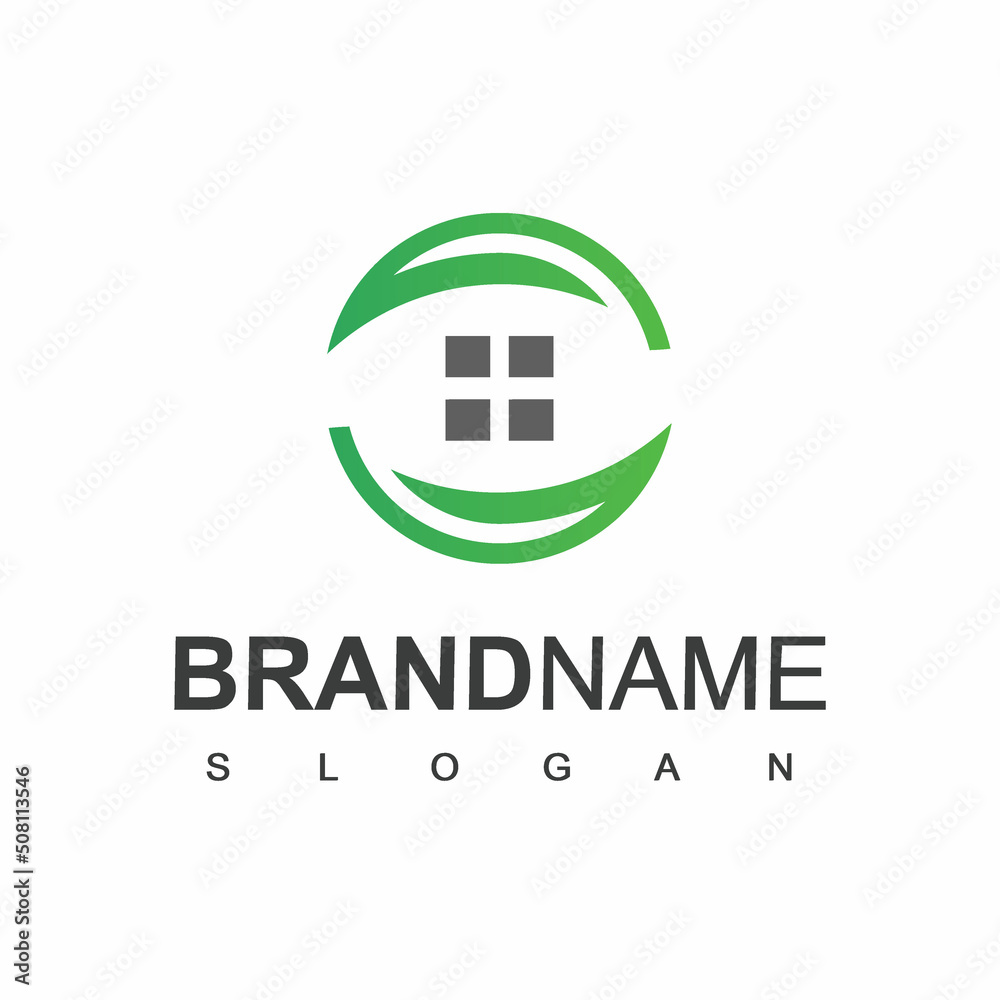Eco House Logo Garden And Friendly House Business Concept Eco House Logo Garden And Friendly House Business Concept