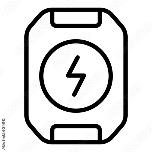 Wireless powerbank icon outline vector. Power battery. Usb cable