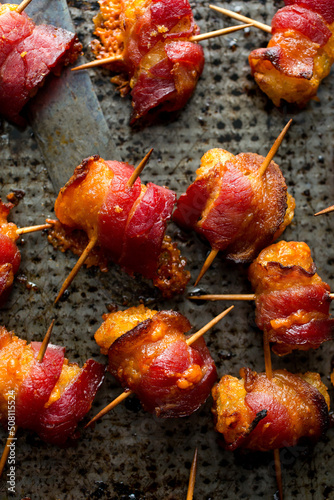 Bacon Wrapped Tater Tots with Cheese