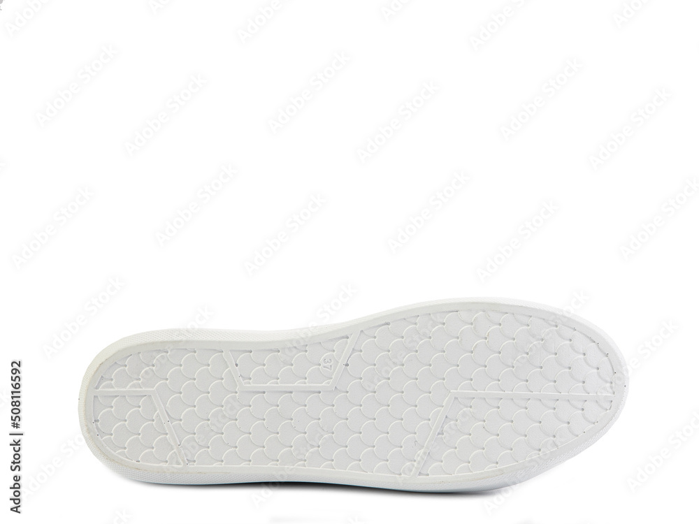 Sole for shoes, bottom view. Shoe sole close-up isolated on white background. place for text. Element of boots. Concept of production of shoe.