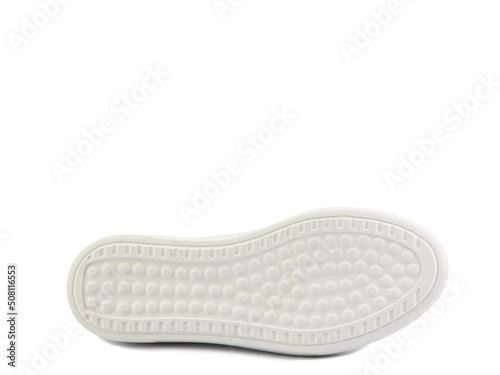 Obraz na płótnie Sole for shoes, bottom view. Shoe sole close-up isolated on white background. place for text. Element of boots. Concept of production of shoe. w salonie