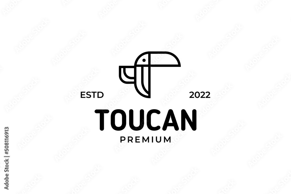Flat monoline toucan icon logo design illustration Flat monoline toucan icon logo design illustration