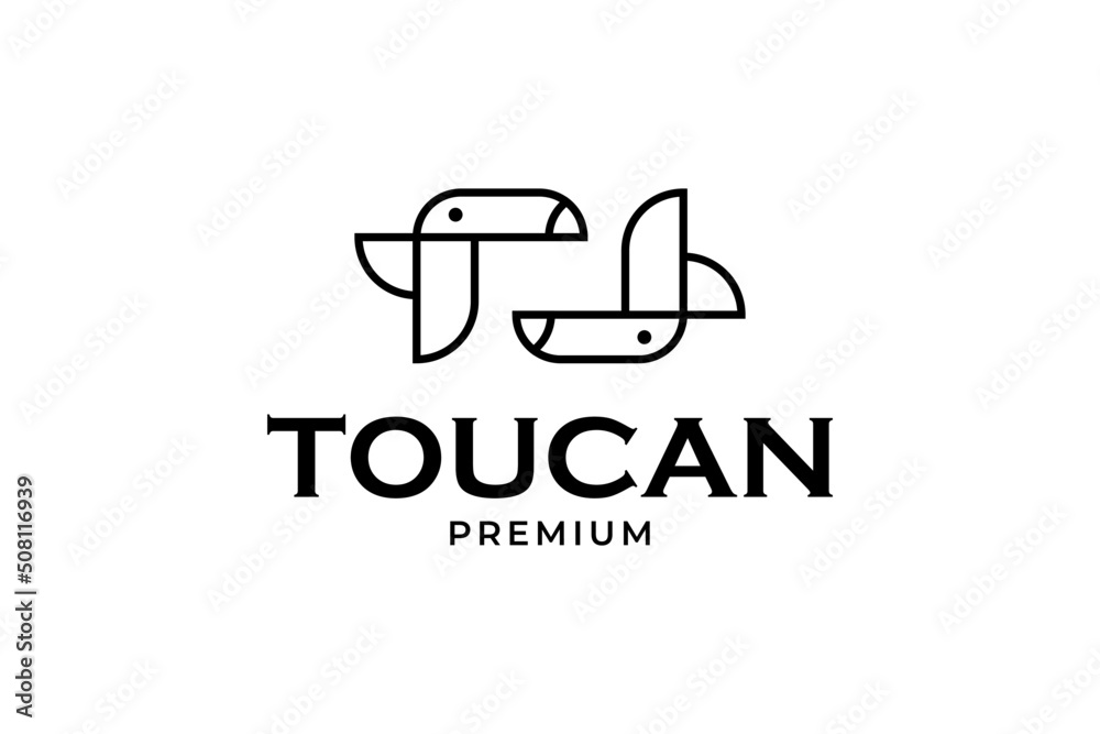 Flat monoline toucan icon logo design illustration Flat monoline toucan icon logo design illustration
