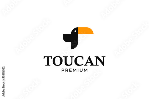 Flat animal toucan logo design illustration
