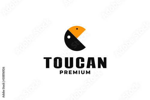 Flat animal toucan logo design illustration