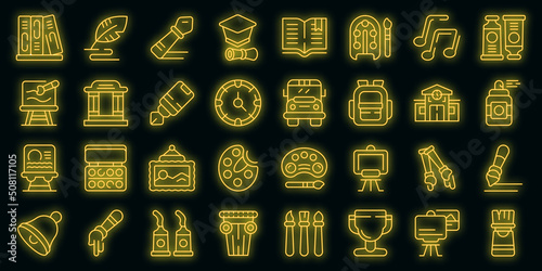 Painting school icon outline vector. Class student. Master graduate vector neon