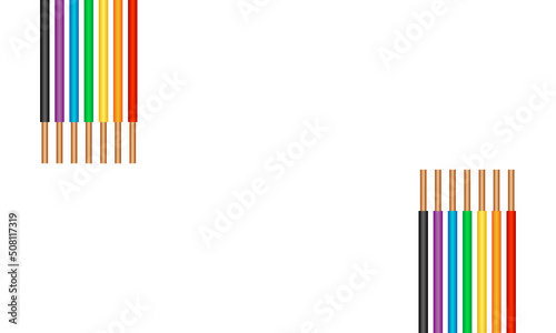 Colorful copper wire and cable card design, vector illustration