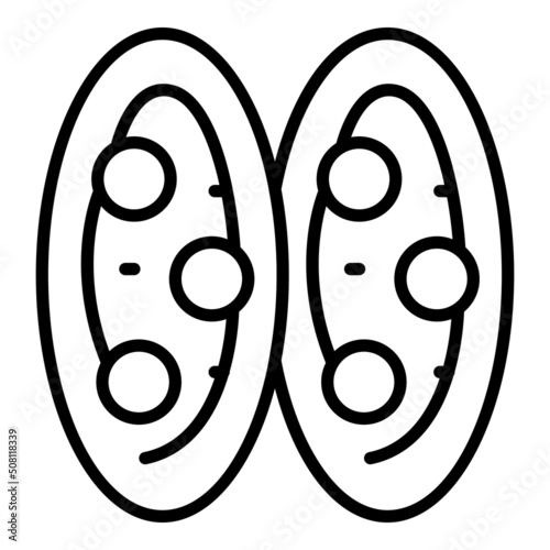 Top view bruschetta icon outline vector. Food starter. Finger italian