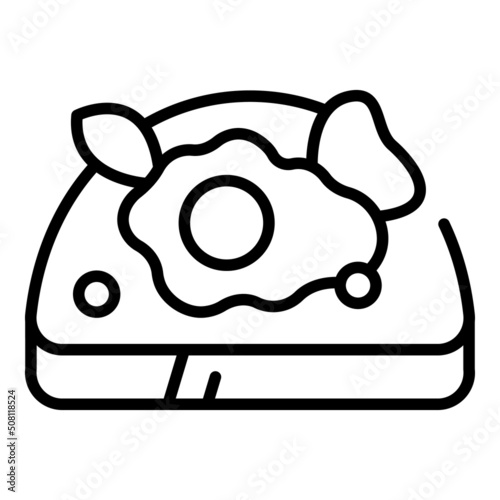 Egg bruschetta icon outline vector. Italian food. Menu snack