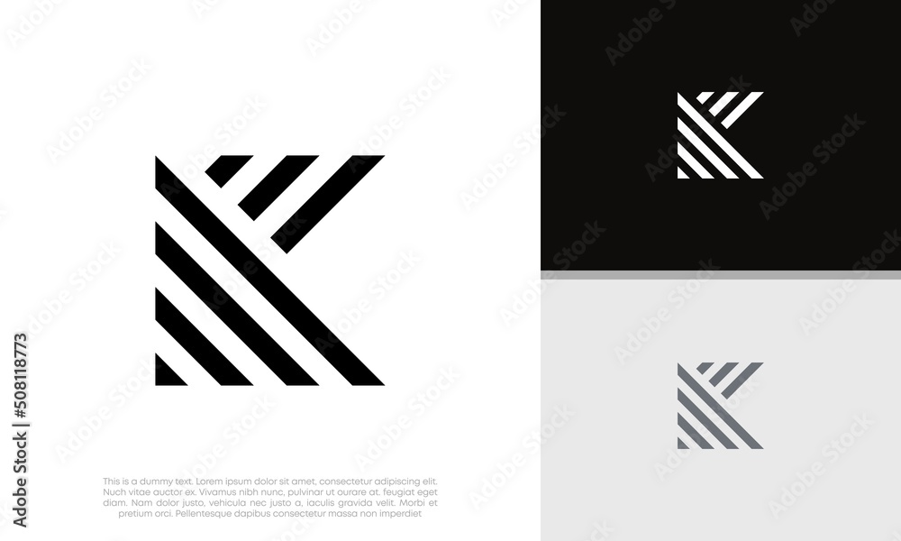 Initials K logo design. Innovative high tech logo template. - obrazy, fototapety, plakaty 