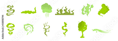 Smelly smoke and cloud smelly set icon photo