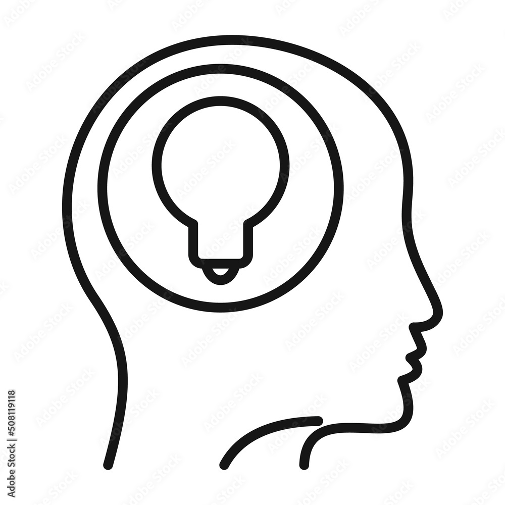 Mind idea icon outline vector. Solution light Mind idea icon outline vector. Solution light