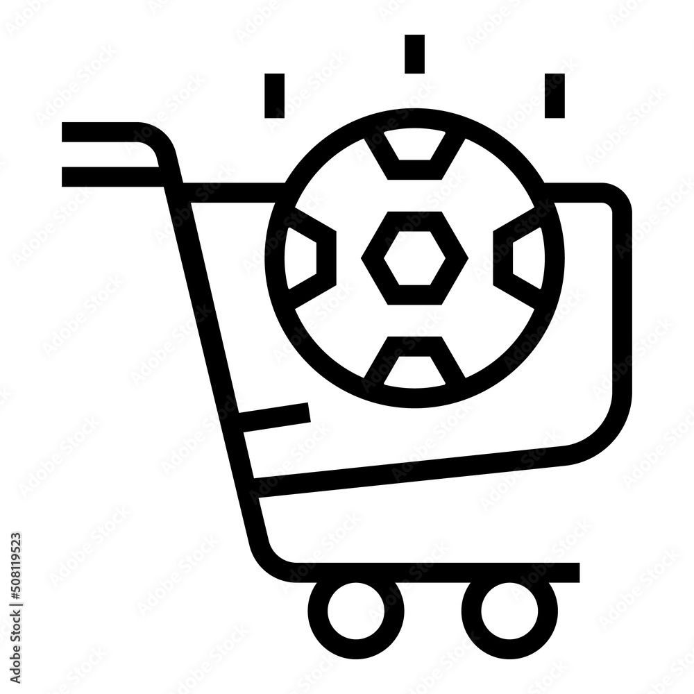 Soccer shop cart icon outline vector. Sport store. Center equipment Soccer shop cart icon outline vector. Sport store. Center equipment