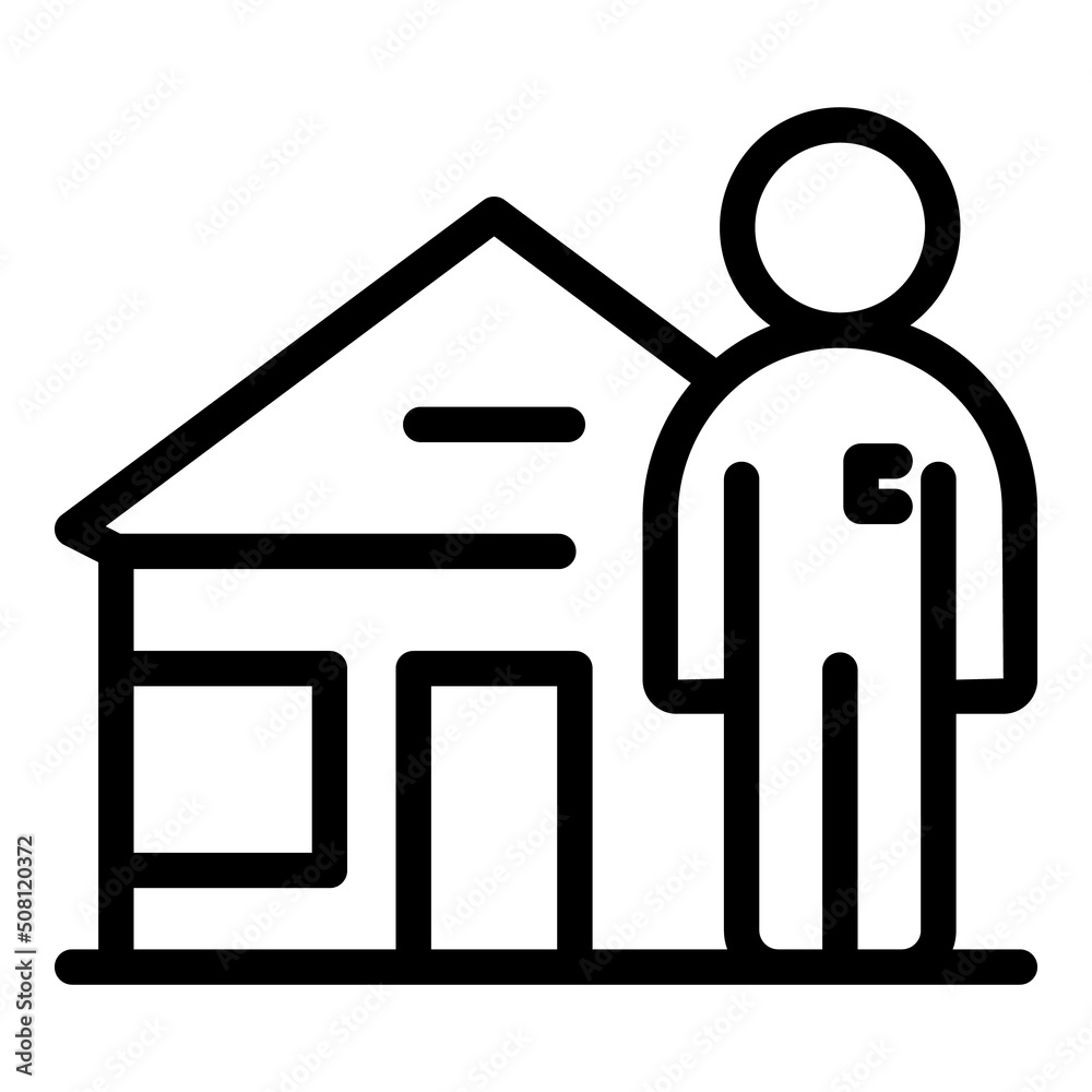 Protect man house icon outline vector. Home people. Social city