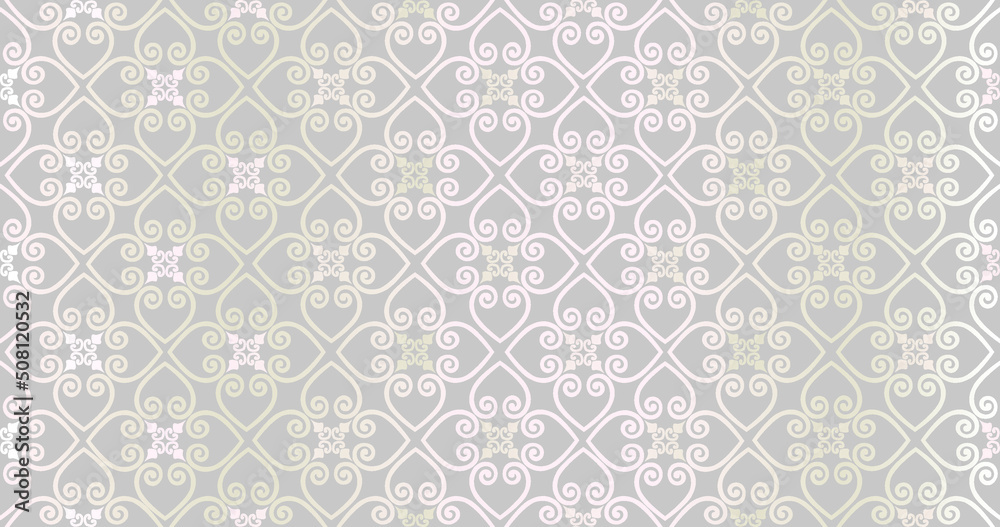 Abstract seamless pattern. Arabic line ornament with floral shapes. Linear ornamental geometric texture. Artistic backdrop in arab orient textile style. Abstract seamless pattern. Arabic line ornament with floral shapes. Linear ornamental geometric texture. Artistic backdrop in arab orient textile style.