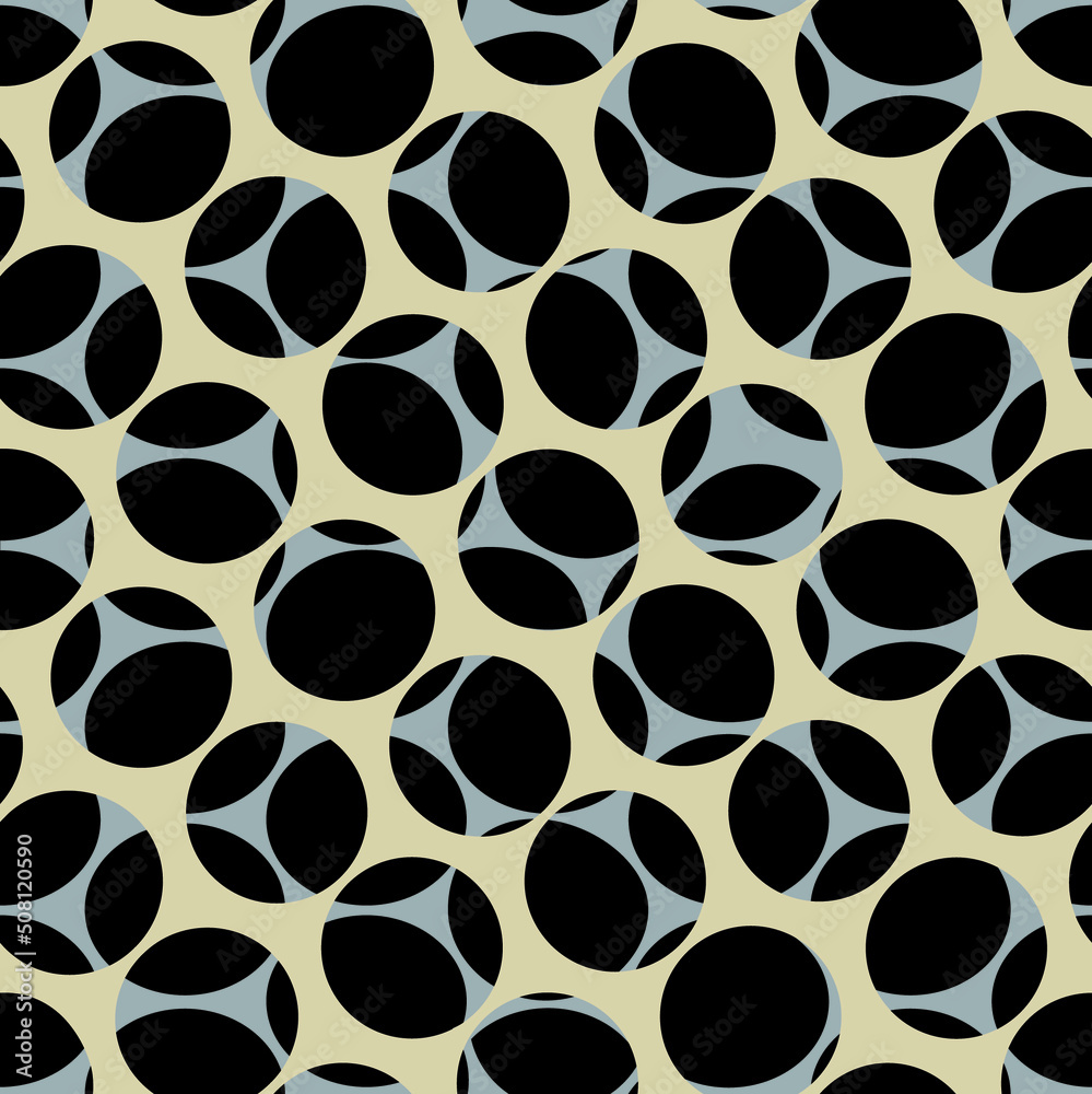 Abstract ornamental seamless pattern. Stylish geometric background with round shapes. Artistic bubbles chaotic flow backdrop Abstract ornamental seamless pattern. Stylish geometric background with round shapes. Artistic bubbles chaotic flow backdrop