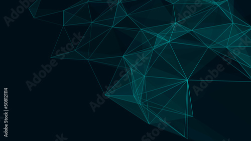 Network concept with lines and dots. Abstract vector digital background. Distribution of triangular figures in space.