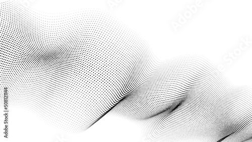 Abstract wave of particles. Vector illustration. Futuristic wave with dots on a light background. Large amount of data. 3d