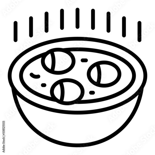 Hot soup icon outline vector. Dish plate. Food caribbean