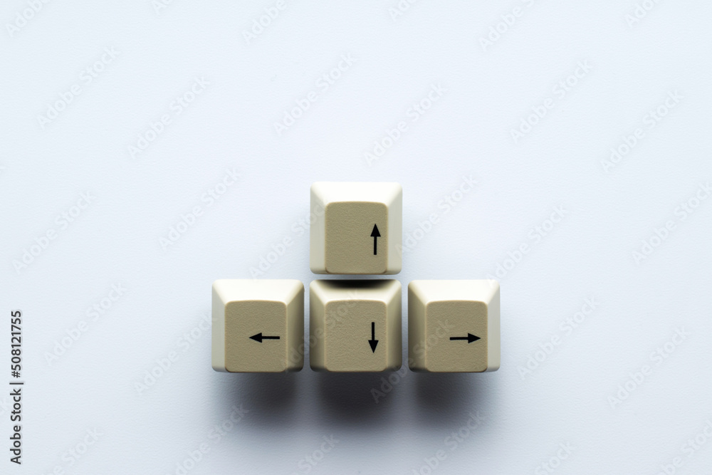 Computer keyboard arrow cursor keys, buttons with arrows Computer keyboard arrow cursor keys, buttons with arrows