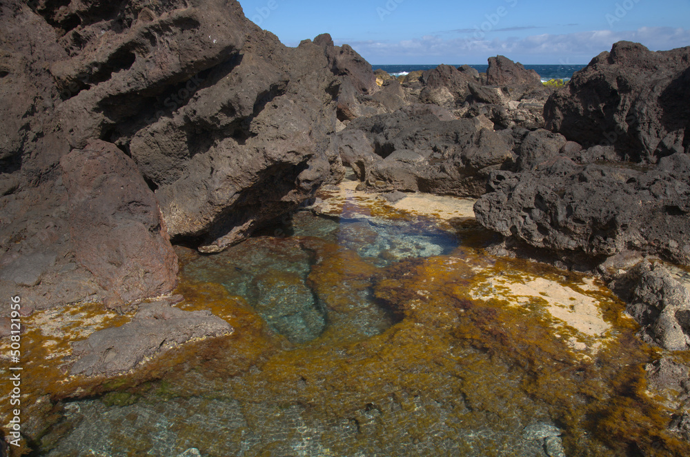 Obraz premium Gran Canaria, rock pools at Punta de las Arenas cape on the western part of the island, also called Playa de Artenara 