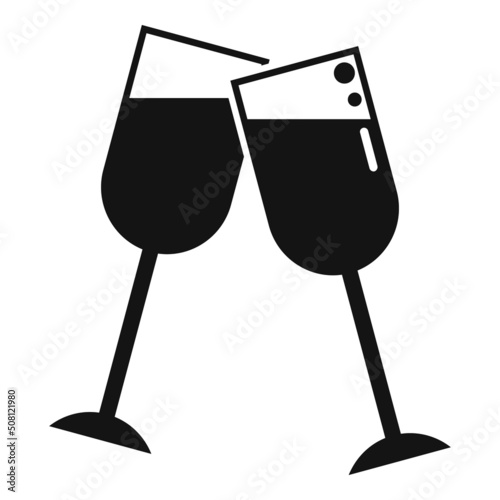 Wine cheers icon simple vector. Drink hand