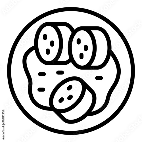 Cutted sausage icon outline vector. Pork food. Austrian cuisine