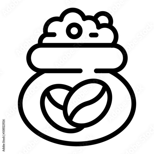 Coffee bean bag icon outline vector. Cezve pot. Machine drink