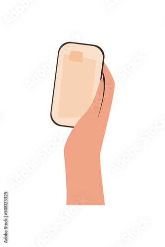 flat hand holding a smarphone