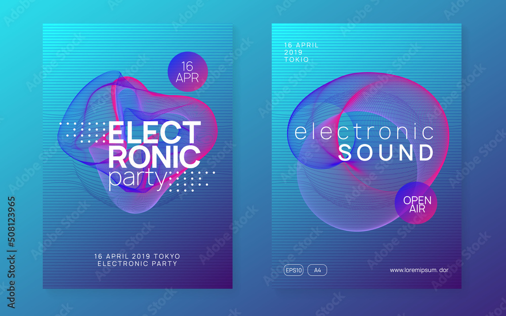 Naklejka premium Neon club flyer. Electro dance music. Trance party dj. Electroni