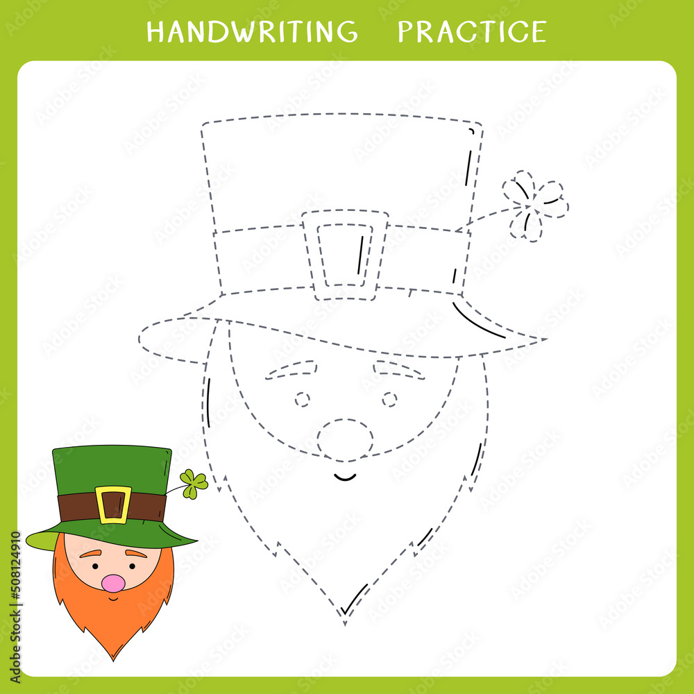 Handwriting practice sheet. Simple educational game for kids. Vector ...