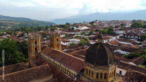 close-up view of colombian cathedral in the department of santander photo