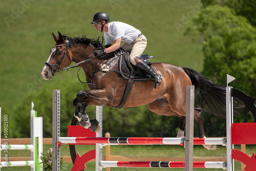 Print op canvas Horse Jumping, Equestrian Sports, Show Jumping themed photo.