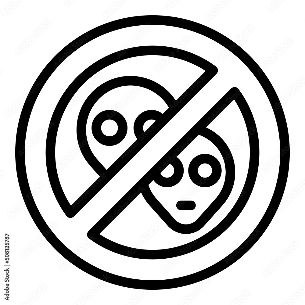 Restricted aliens icon outline vector. Space alien. Monster comic Restricted aliens icon outline vector. Space alien. Monster comic